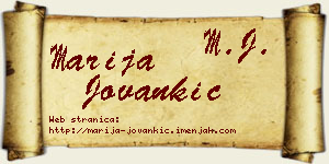 Marija Jovankić vizit kartica